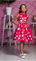 Празничное платье для девочки  Золотая звезда, красное - Skazka