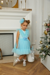Праздничное платье для девочки,бирюзовое - Skazka