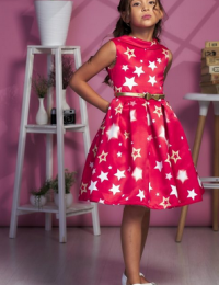 Празничное платье для девочки  Золотая звезда, красное - Skazka