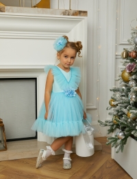 Праздничное платье для девочки,бирюзовое - Skazka