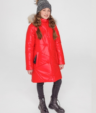 Пальто зимнее  для девочки Смузи красное - Skazka